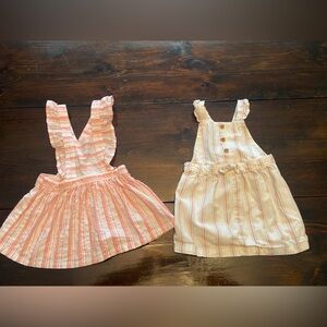 Bundle of 2 Cat & Jack Pink and Cream Striped Girls' Sundress Overalls